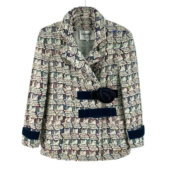 Chanel Color-block hook-and-loop cotton knit tweed jacket - Picture 1 of 9
